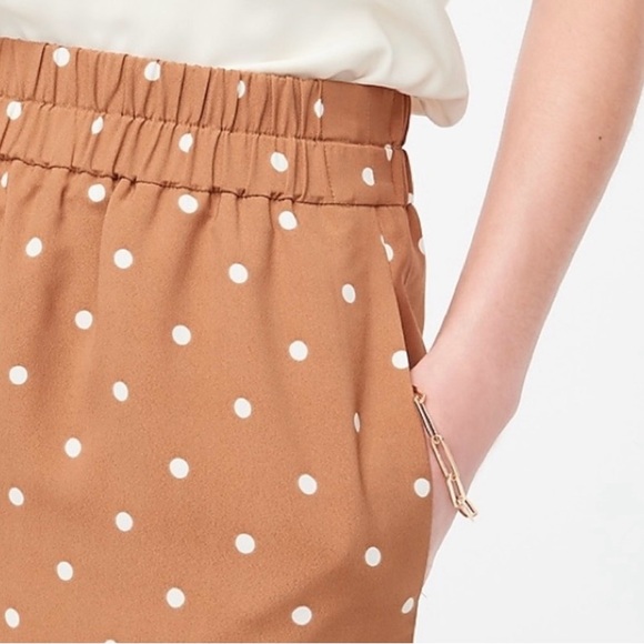J. Crew Tan Polka Dot Skirt Elastic Waist Size XS  With Pockets Pull-on skirt - Picture 3 of 16